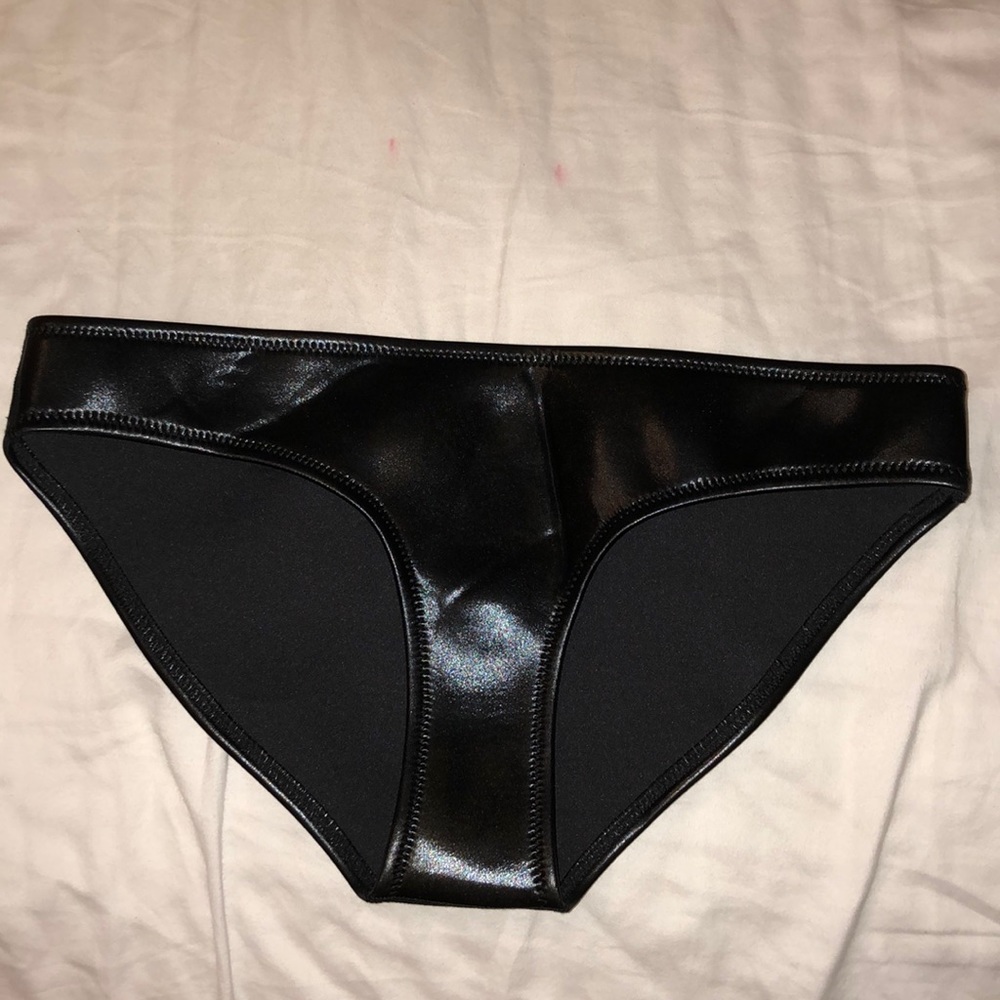 Black leather TRIANGL bikini bottoms only